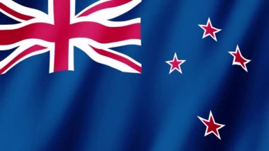 Yeni Zelanda Bayrağı. Rüzgarda dalgalanan Yeni Zelanda görüntülerinin bayrağı. 