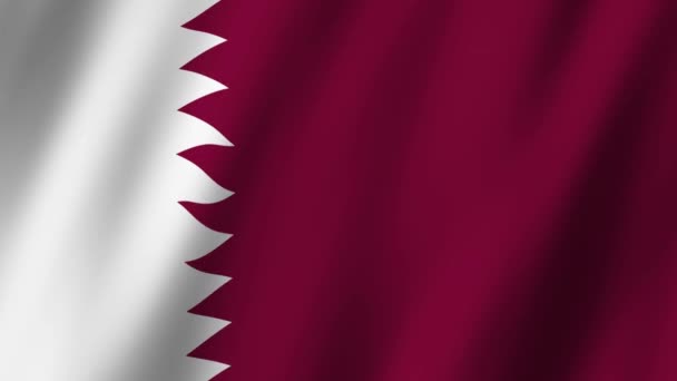 卡塔尔国旗 卡塔尔国旗视频在风中飘扬 — 图库视频影像