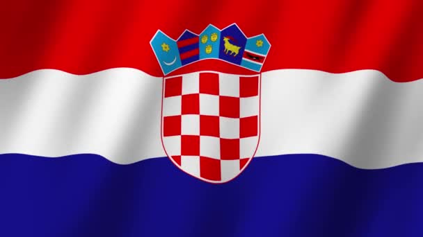 Хорватія Прапор Прапор Хорватії Кадри Відео Махаючи Вітрі — стокове відео