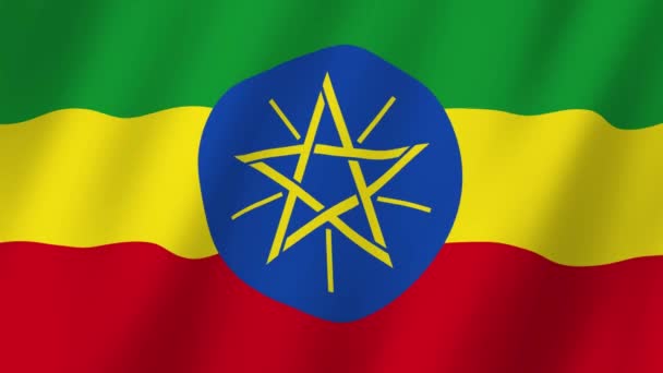 Etiópia Zászlója Zászló Etiópia Videó Integetett Szélben — Stock videók
