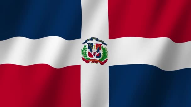 Bandera República Dominicana Bandera República Dominicana Video Ondeando Viento — Vídeo de stock