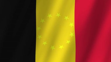 Belçika Bayrağı ve AB Bayrağı 4K Video. Belçika 'nın bayrakları ve Avrupa Birliği' nin rüzgarda sallanan video görüntüleri. Belçika ve Avrupa Birliği.