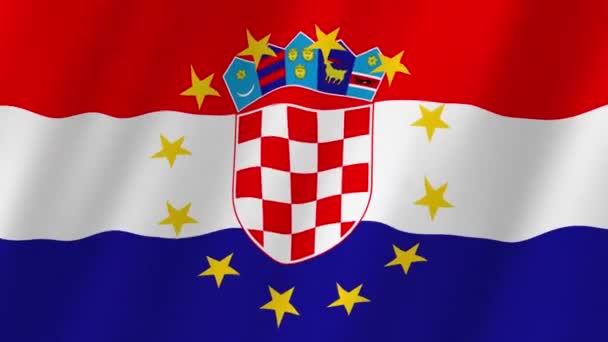 Chorvatsko Vlajka Vlajka Video Vlajky Chorvatska Videozáznam Evropské Unie Vlnící — Stock video