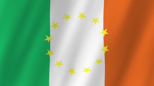 Irland Flagga Och Flagga Video Irlands Flaggor Och Europeiska Unionens — Stockvideo