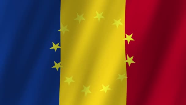 Rumunsko Vlajka Vlajka Video Vlajky Rumunska Videozáznam Evropské Unie Vlnící — Stock video