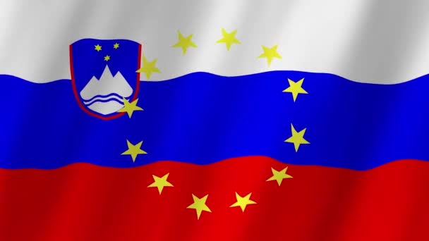 Bandeira Eslovénia Bandeira Vídeo Bandeiras Eslovénia Vídeo União Europeia Acenando — Vídeo de Stock