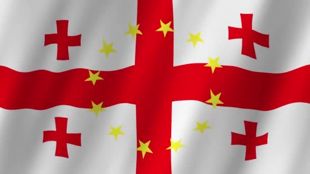 Грузинский Флаг Флаг Видео Флаги Грузии Видеозапись Европейского Союза Размахивают — стоковое видео