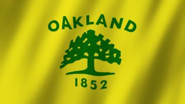 Oakland Bayrağı. Oakland video bayrağı rüzgarda dalgalanıyor. Oakland 4K Animasyon Bayrağı