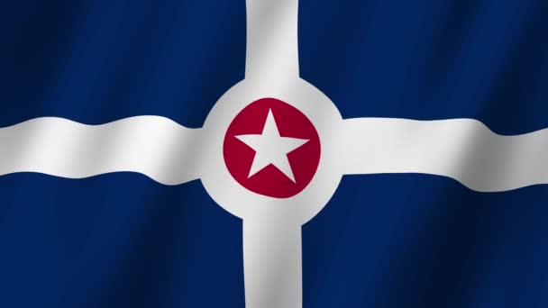 印第安纳波利斯国旗 印第安纳波利斯的国旗视频在风中飘扬 印第安纳波利斯4K动画旗 — 图库视频影像