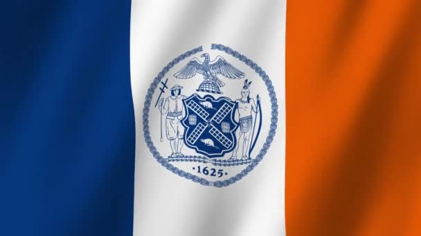 Σημαία Νέας Υόρκης Σημαία Της Νέας Υόρκης Βίντεο Κυματίζει Στον — Αρχείο Βίντεο