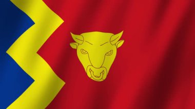 Birmingham Bayrağı. Birmingham 'ın bayrağı rüzgarda sallanan video kaydı. Birmingham Bayrağı, Birleşik Krallık 4K Animasyon