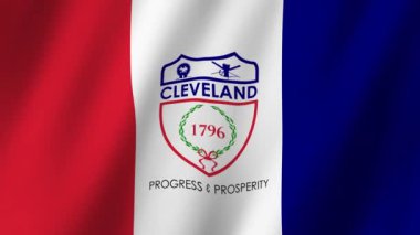 Cleveland Bayrağı. Cleveland 'ın bayrağı rüzgarda sallanan video kaydı. Cleveland 4K Animasyon Bayrağı