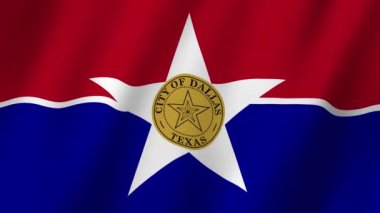 Dallas Bayrağı. Dallas, Teksas 'ın bayrağı rüzgarda sallanan video görüntüleri. Dallas 4K Animasyon Bayrağı