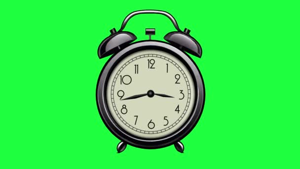 Pantalla Verde Animación Del Reloj Alarma Tecla Croma — Vídeos de Stock