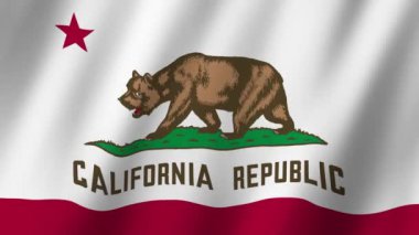 Kaliforniya Bayrağı. Kaliforniya bayrakları rüzgarda sallanan video görüntüleri. Kaliforniya Eyaleti 4K Animasyon Bayrağı
