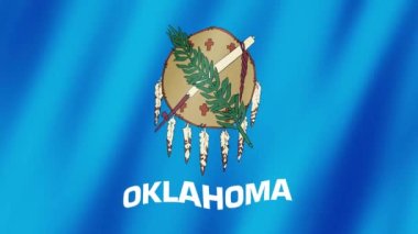 Oklahoma Bayrağı. Oklahoma 'nın bayrağı rüzgarda sallanan video görüntüleri. Oklahoma Eyaleti Bayrak 4K Canlandırması