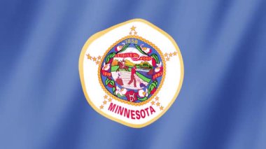 Minnesota Bayrağı. Minnesota 'nın rüzgarda dalgalanan görüntülerinin bayrağı. Minnesota Eyaleti Bayrak 4K Canlandırması