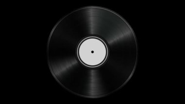 Vinil Kayıt 4K Animasyon 'da dönüyor. Siyah ekran arkaplanındaki animasyon video retro Vinil Kaydı. 