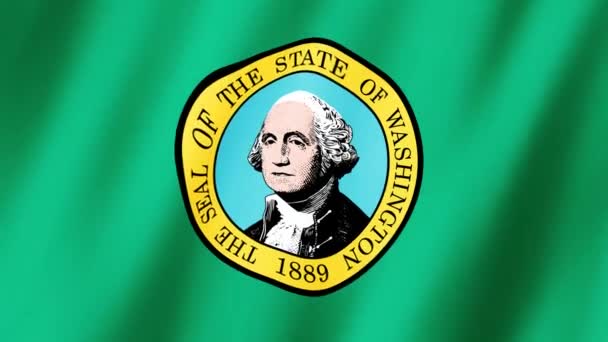 Washington Flagge Die Flagge Washingtons Weht Wind Washington State Flag — Stockvideo