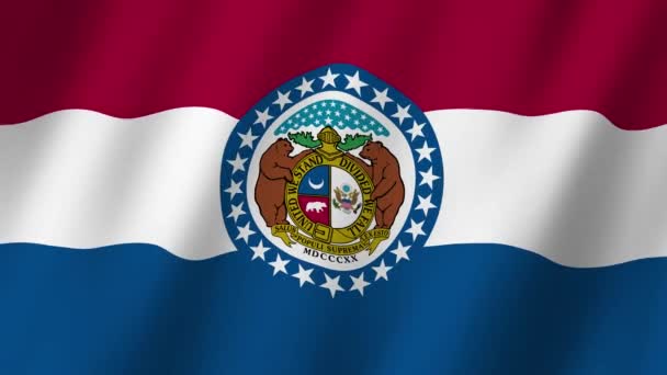 Флаг Миссури Видеозапись Флагом Миссури Размахивающая Ветром Флаг Штата Миссури — стоковое видео