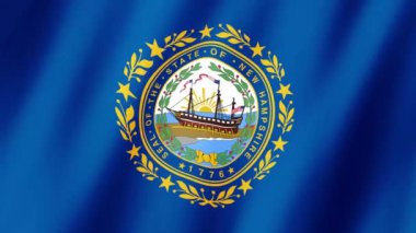 New Hampshire Bayrağı. New Hampshire 'ın bayrağı rüzgarda sallanan video görüntüleri. New Hampshire Eyalet Bayrağı 4K Canlandırması