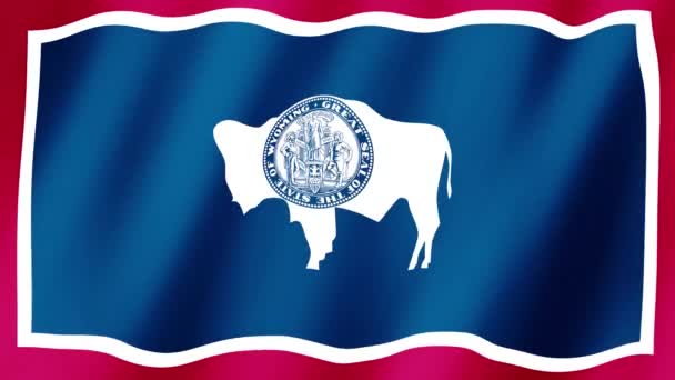 Wyoming Flag Bendera Video Wyoming Melambai Dalam Angin Wyoming State — Stok Video