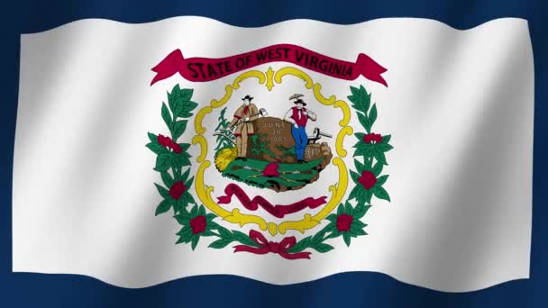 West Virginia Flag. Flag of West Virginia footage video waving in wind. West Virginia State Flag 4K Animation