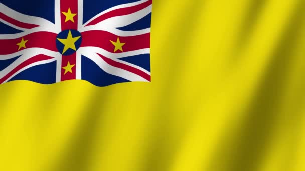 Niue Flag Bandiera Niue Filmato Sventola Nel Vento Niue Bandiera — Video Stock