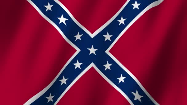 Bandeira Das Filmagens Dos Estados Confederados América Acenando Vento Estados — Vídeo de Stock