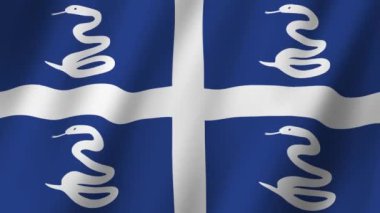 Martinique Bayrağı. Martinique 'in rüzgarda dalgalanan görüntülerinin bayrağı. Martinique Bayrağı 4K Canlandırması