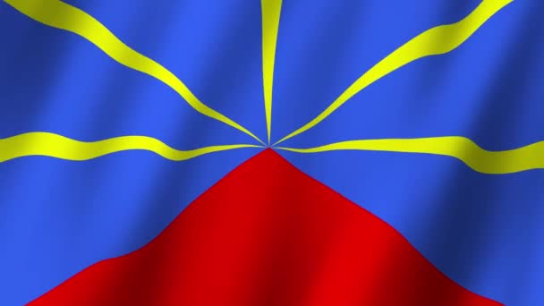 统一岛旗帜 留尼旺岛的国旗视频在风中飘扬 重聚岛旗4K动画 — 图库视频影像