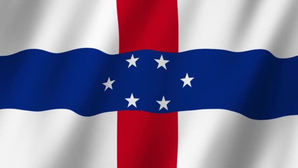 Nederlandse Antillen Vlag Vlag Van Nederlandse Antillen Beeldmateriaal Video Zwaaiend — Stockvideo