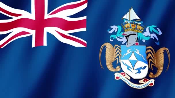 Tristan Cunha Vlag Vlag Van Tristan Cunha Beelden Video Zwaaiend — Stockvideo