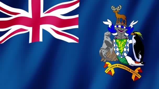 Прапор Південної Джорджії Південних Сандвічевих Островів Знімає Відео Махає Вітром — стокове відео
