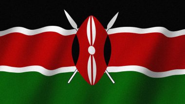 Kenya bayrağı rüzgarda dalgalanıyor. Kenya resimlerinin bayrağı