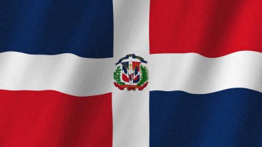Dominik Cumhuriyeti bayrağı rüzgarda dalgalanıyor. Dominik Cumhuriyeti görüntülerinin bayrağı