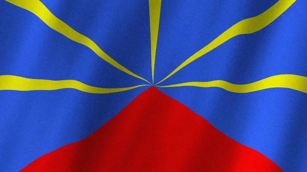 Reunion Island flag waving in the wind. Flag of Reunion Island images