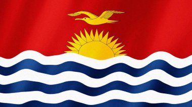 Rüzgarda dalgalanan Kiribati bayrağı. Kiribati resimlerinin bayrağı