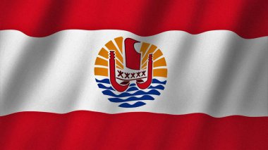 Fransız Polinezyası bayrağı rüzgarda dalgalanıyor. Fransız Polinezya resimlerinin bayrağı