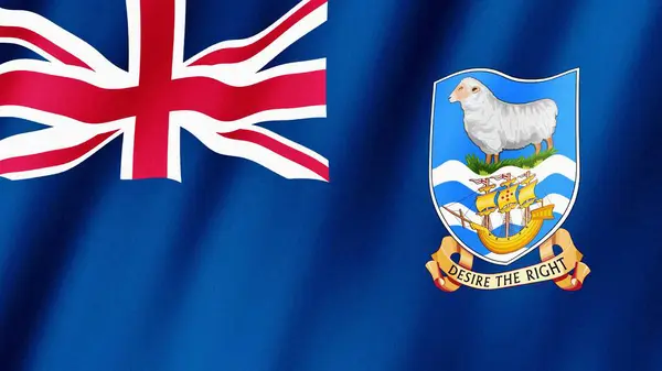 Falkland Islands flag waving in the wind. Flag of Falkland Islands images