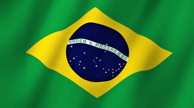 Brezilya bayrağı rüzgarda dalgalanıyor. Brezilya resimlerinin bayrağı