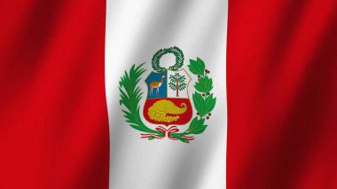 Rüzgarda dalgalanan Peru bayrağı. Peru resimlerinin bayrağı