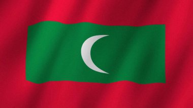 Maldivler bayrağı rüzgarda dalgalanıyor. Maldivler resimlerinin bayrağı