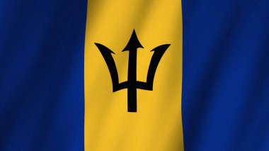 Rüzgarda dalgalanan Barbados bayrağı. Barbados resimlerinin bayrağı