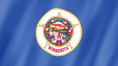 Minnesota bayrağı rüzgarda dalgalanıyor. Minnesota resimlerinin bayrağı