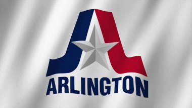 Arlington bayrağı, Texas görüntüleri, Arlington, Teksas bayrağı rüzgarda dalgalanıyor