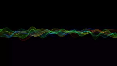Soyut renkli parçacık dalgası arkaplan animasyonu. Soyut dijital parçacık dalgası ve ışık soyut arkaplan, animasyon siber veya teknoloji arka planı.