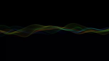Soyut renkli parçacık dalgası arkaplan animasyonu. Soyut dijital parçacık dalgası ve ışık soyut arkaplan, animasyon siber veya teknoloji arka planı.
