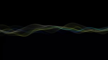 Soyut renkli parçacık dalgası arkaplan animasyonu. Soyut dijital parçacık dalgası ve ışık soyut arkaplan, animasyon siber veya teknoloji arka planı.