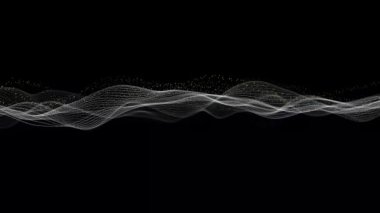 Soyut dijital parçacık dalgası ve ışık soyut arkaplan, animasyon siber veya teknoloji arka planı